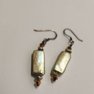 Sterling Silver Green Pearl Earrings